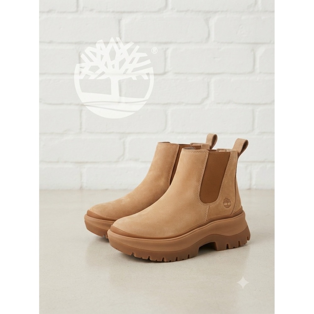 Timberland Sky Chelsea Boots Wheat Nubuck Platform Lug Sole chunky  7.5
